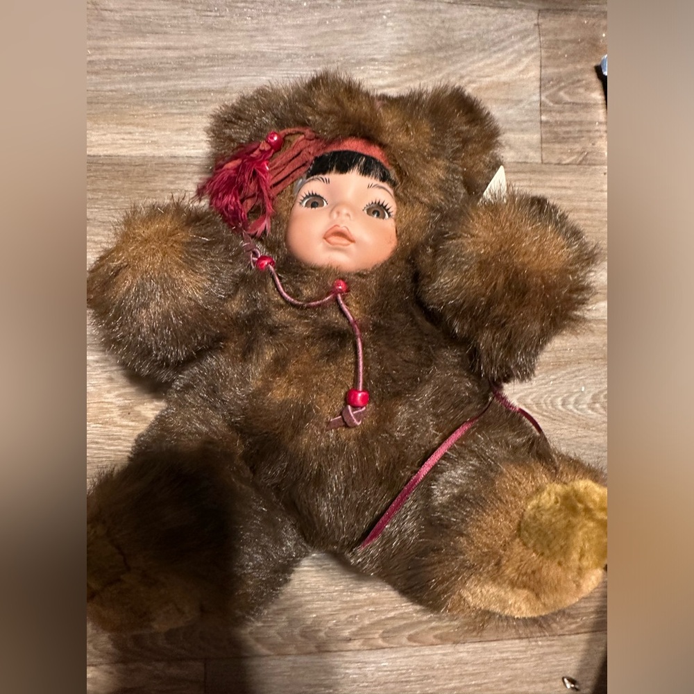 Vintage Charades Doll Jiny Bear Rare Find 10 Inch Porcelain Face
